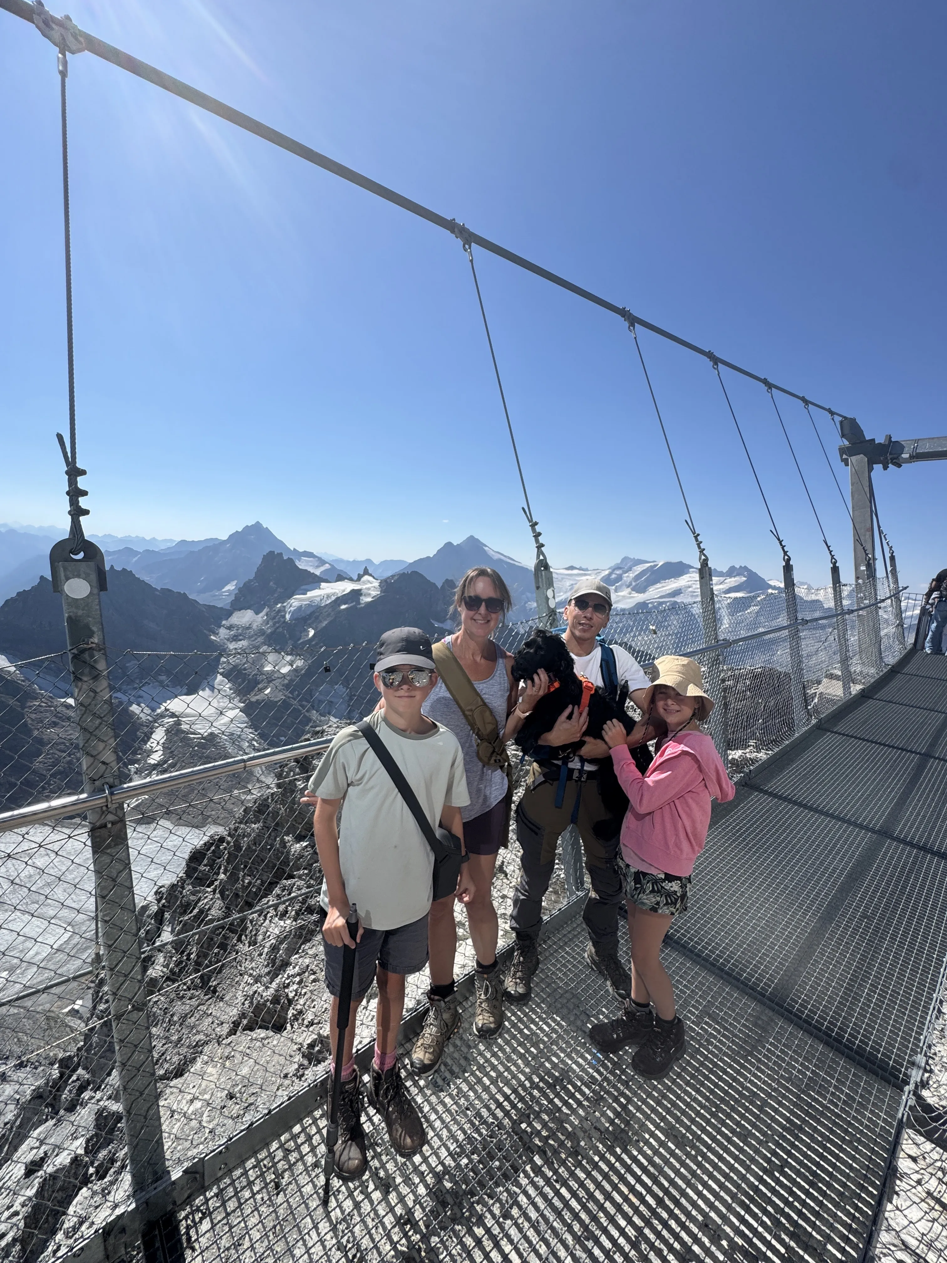 The Titlis Cliff Walk suspension bridge, Europe’s highest, with views across the Swiss Alps