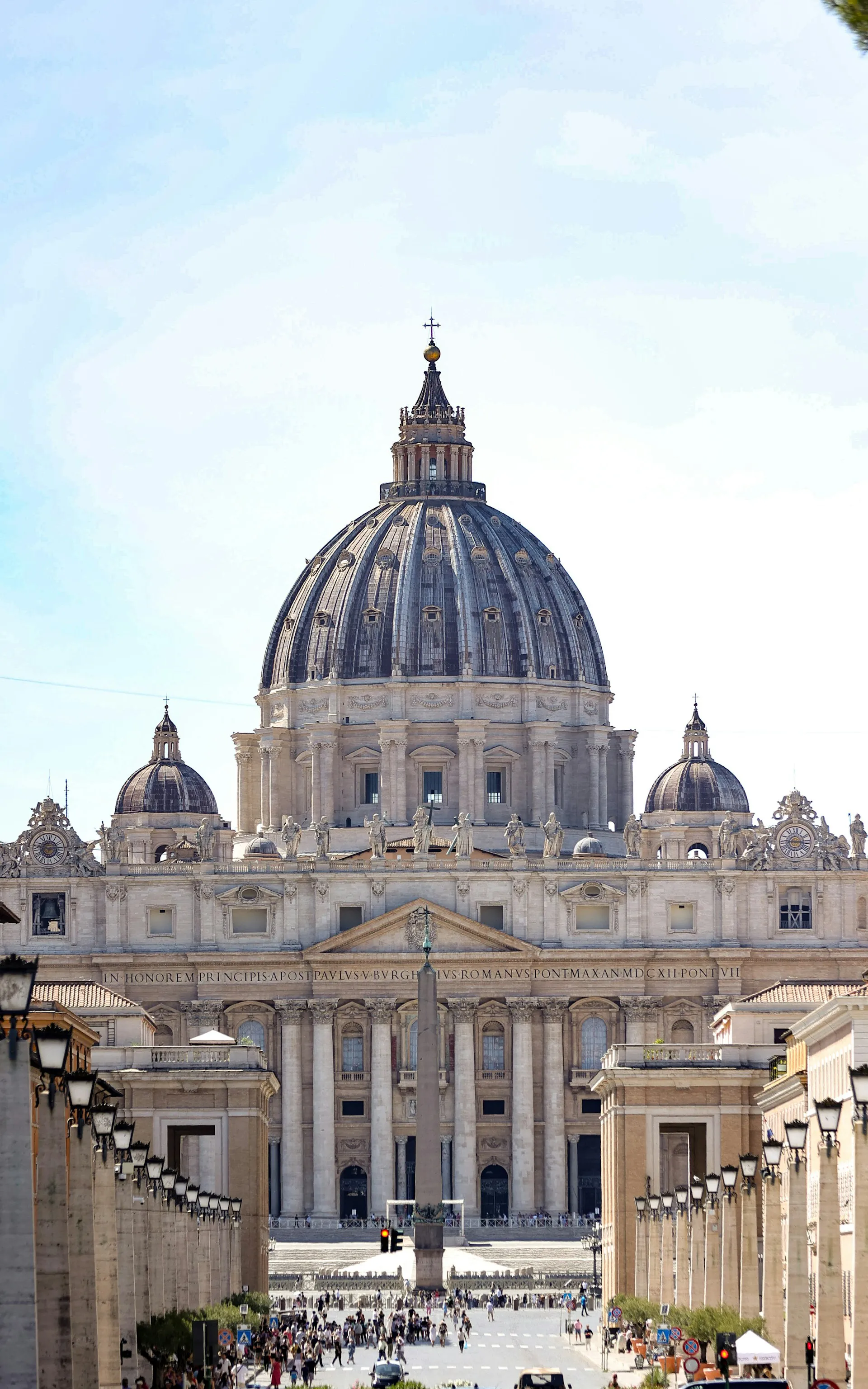 St Peter’s Basilica dome rising above St Peter’s Square in Vatican City